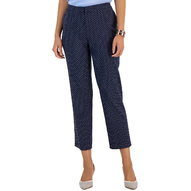Kasper Womens High Rise Printed Straight Leg Pants Chic Checkered Pants