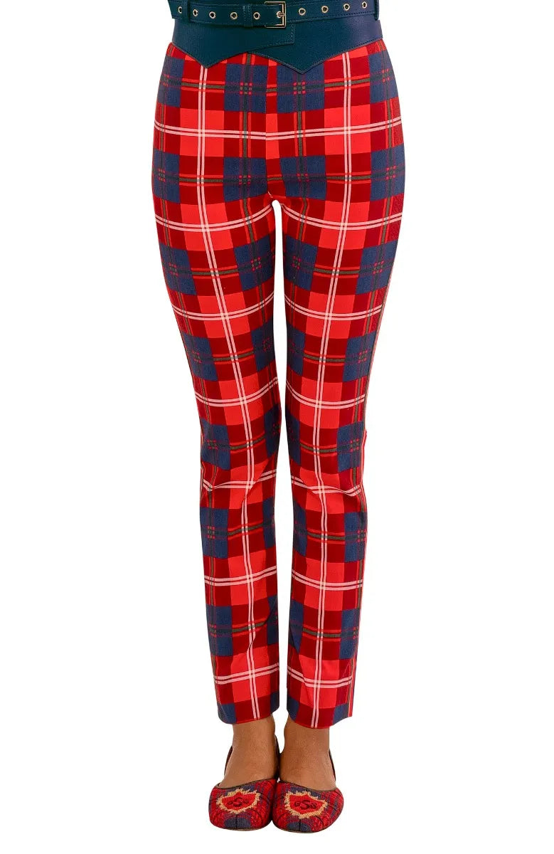 GripeLess Pull On Pant | Middleton Plaid Red Stylish Casual Pants