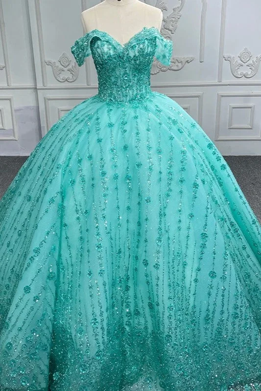 Quinceanera Dress V-neck Sequined Evening Party Dresses Off-the-shoulder Crew Neckline Casual Quinceanera Dress V-neck Sequined Evening Party Dresses Off-the-shoulder Crew Neckline Casual