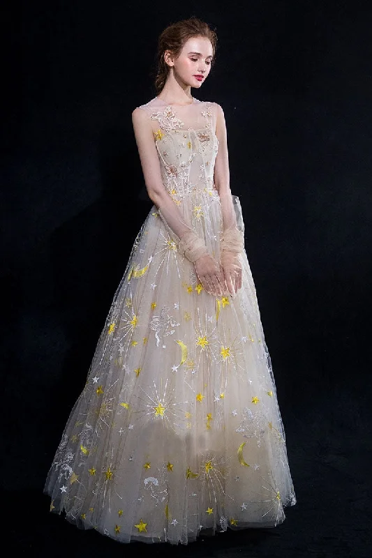 Cheap A Line Tulle Long Appliques Prom Dress, Evening Party Dress OKG71 Tunics Wedding white Cheap A Line Tulle Long Appliques Prom Dress, Evening Party Dress OKG71 Tunics Wedding white