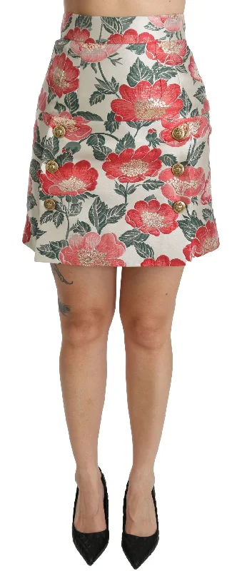 Dolce & Gabbana Elegant  Floral High Waist Women's Skirt linen skirt relaxed