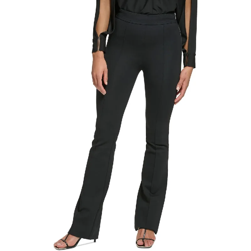 DKNY Womens Petites High Rise Pintuck Bootcut Pants Fashionable Button-Up Pants