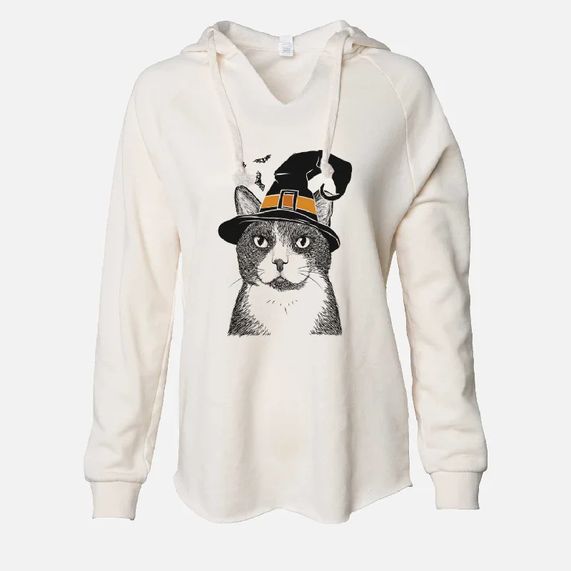 Witch Pinky the Tuxedo Cat - Cali Wave Hooded Sweatshirt Hoodie with Button Classic Timeless Witch Pinky the Tuxedo Cat - Cali Wave Hooded Sweatshirt Hoodie with Button Classic Timeless