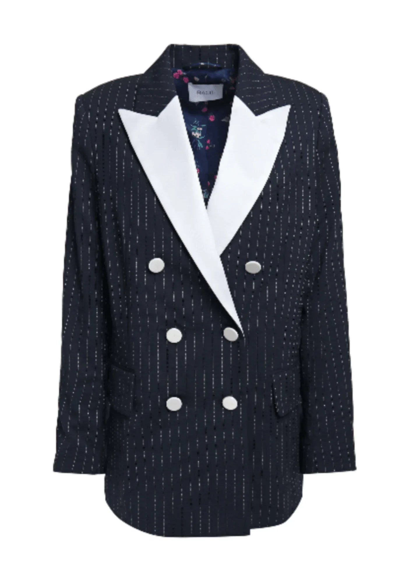 NAVY BLUE STRIPED BLAZER Women's Long Blazer