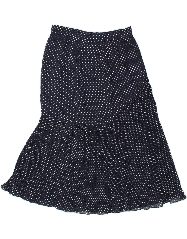 VINTAGE Womens Trumpet Skirt W26 Small  Navy Blue Polka Dot floral skirt print