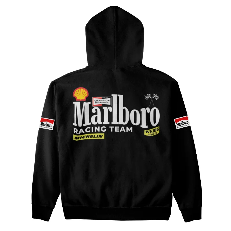 MARLBORO RACING HOODIE - THE MONTERO Hoodie with Hem Drawcord Adjustable Customizable MARLBORO RACING HOODIE - THE MONTERO Hoodie with Hem Drawcord Adjustable Customizable