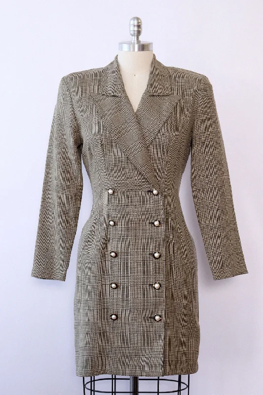 La Belle Glen Plaid Blazer Dress S Women's Elegant Jacket