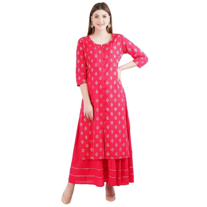 Arayna Women's Rayon Printed Kurta with Skirt Set lace skirt romantic