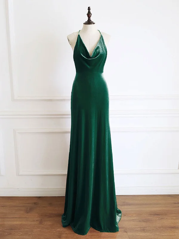 Green Mermaid Velvet Long Prom Dress, Green Formal Evening Dresses Tunics Handmade artisanal Green Mermaid Velvet Long Prom Dress, Green Formal Evening Dresses Tunics Handmade artisanal
