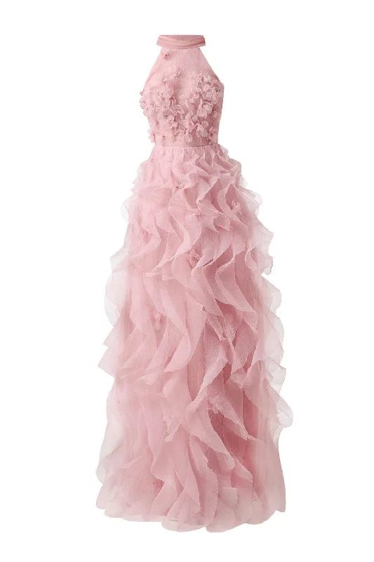 Esteban A-line Flower Applique Organza Floor Length Dress Tunics Versatile functional Esteban A-line Flower Applique Organza Floor Length Dress Tunics Versatile functional
