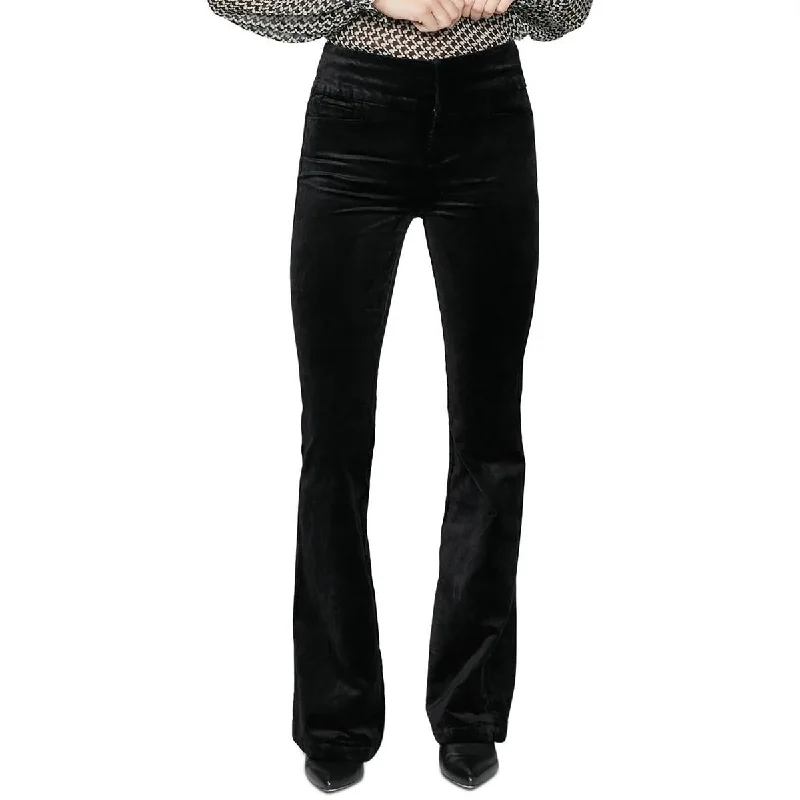 Paige Womens Lou Lou Velvet Flare High-Waist Pants Formal Dress Pants