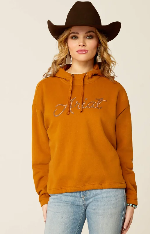 Ariat Women’s Pecan Ariat Logo Hoodie Hoodie with Side Slits Relaxed Casual