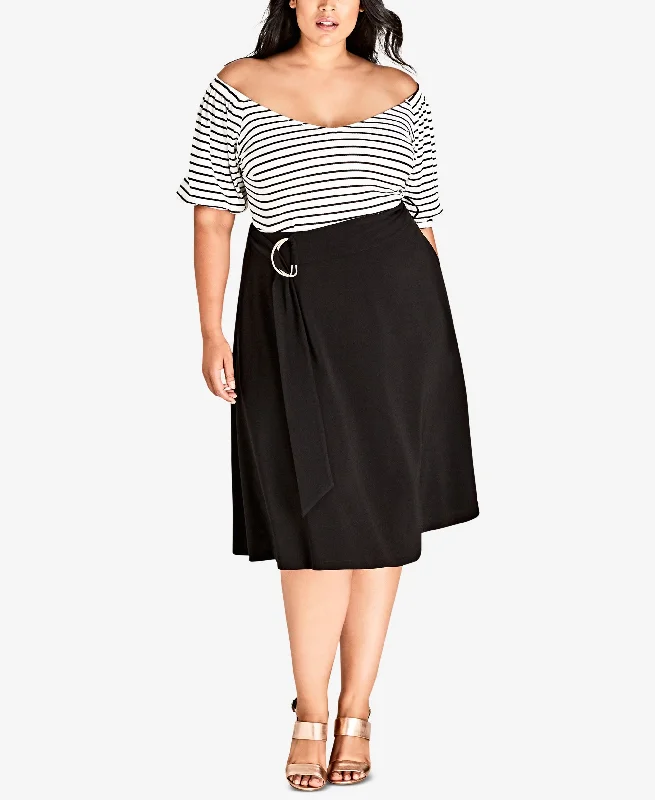 Trendy Plus Size A-Line Swing Skirt midi skirt versatile