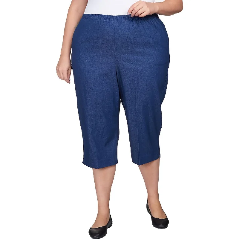 Alfred Dunner Womens Plus Straight Leg Mid-Rise Capri Pants Chic Capri Pants