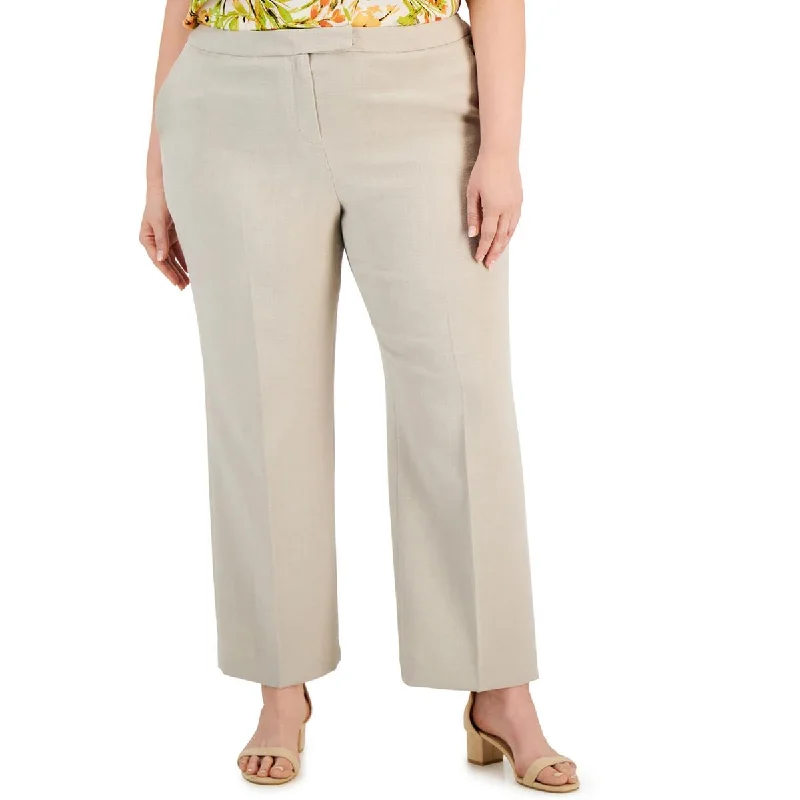 Kasper Womens Plus High Rise Stretch Straight Leg Pants Comfy High-Waist Jeans