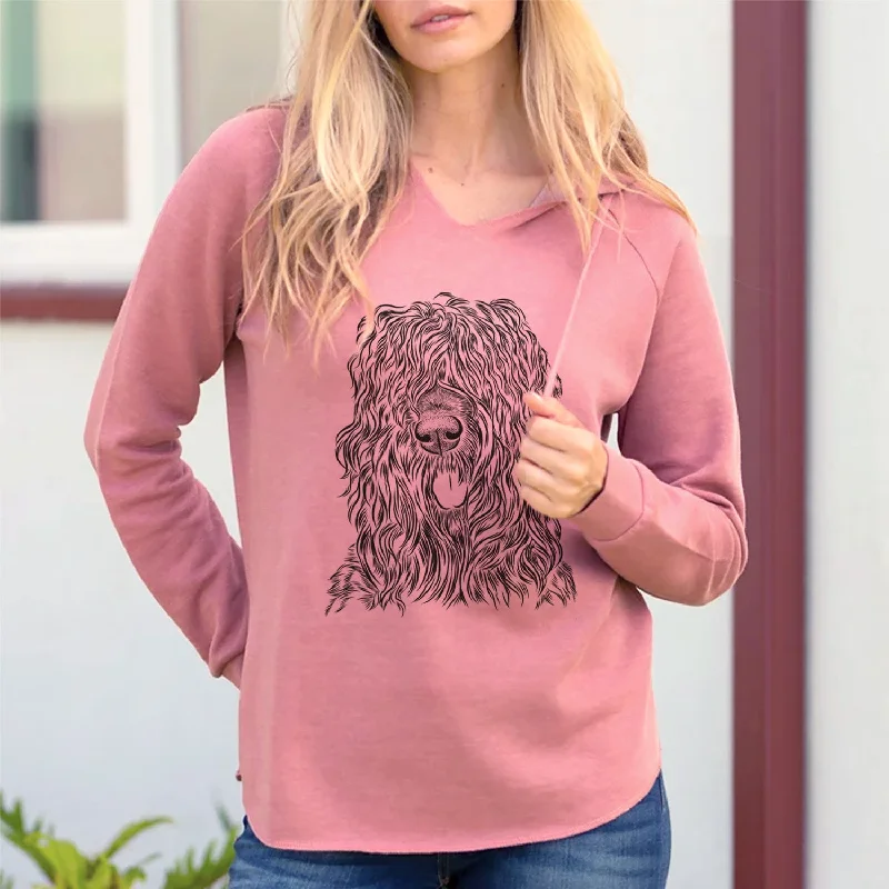 Bare Darryl the Black Russian Terrier - Cali Wave Hooded Sweatshirt Hoodie with Hem Frayed Vintage Worn Bare Darryl the Black Russian Terrier - Cali Wave Hooded Sweatshirt Hoodie with Hem Frayed Vintage Worn