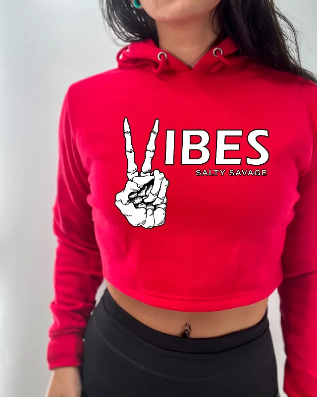 Salty Savage Ladies "VIBES" Cropped Hoodie Graphic Hoodie Design Print