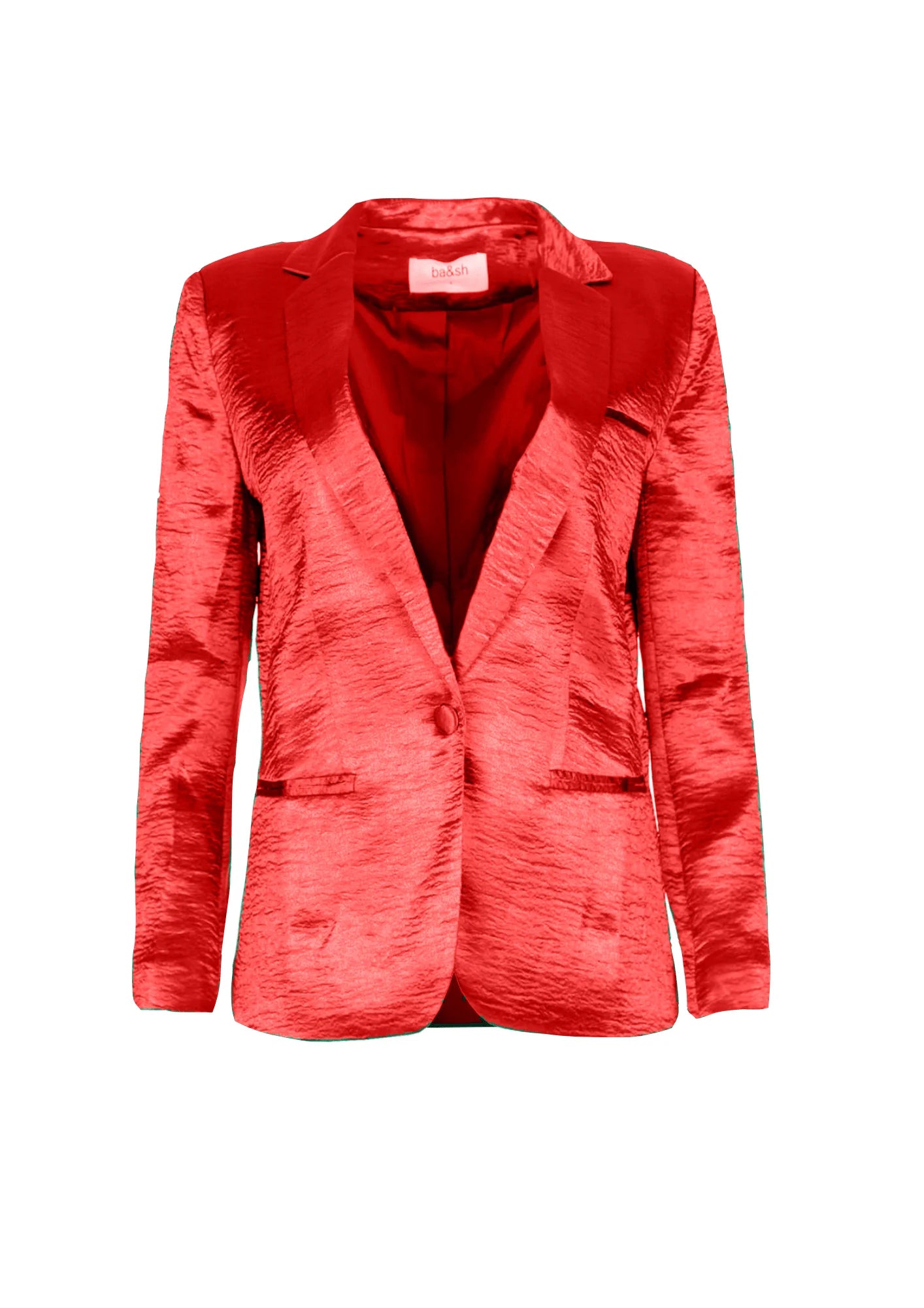 RED METALLIC EFFECT BLAZER Women's Patchwork Suit