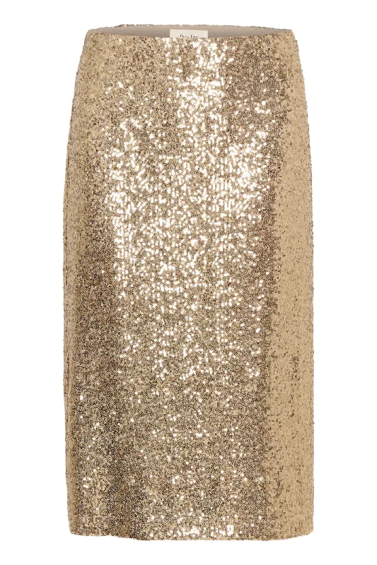 Part Two TeffaniaPW Gold Sequin Midi Skirt 30309151 athletic skirt fit