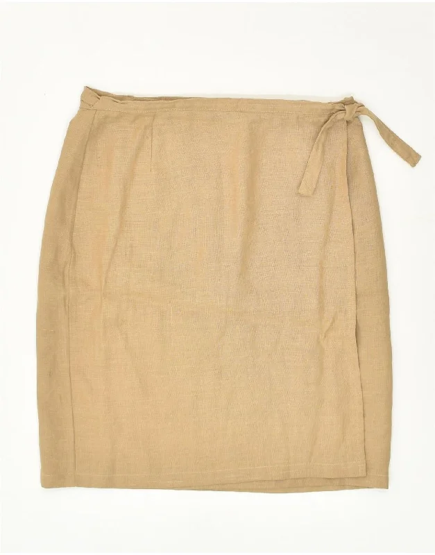 JACKPOT BY CARLI GRY Womens Wrap Skirt US 3 Small W30  Beige Linen chiffon skirt airy