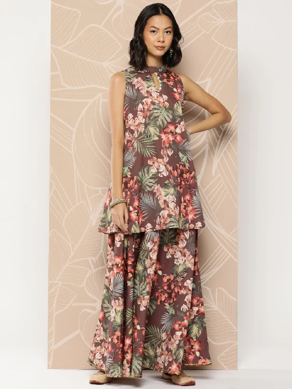 Jashvi Printed Crepe Tunic With Skirt tiered skirt playful