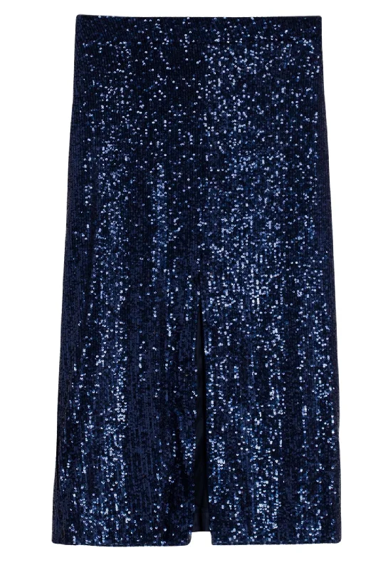 VILAGALLO ALYONA SKIRT NAVY SEQUIN FLLYO4W600 31793 chiffon skirt airy