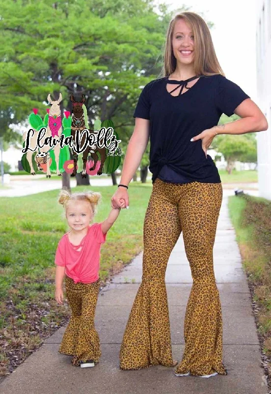 The Wild Ones Leopard Flare Pants Tan Comfortable Maternity Pants
