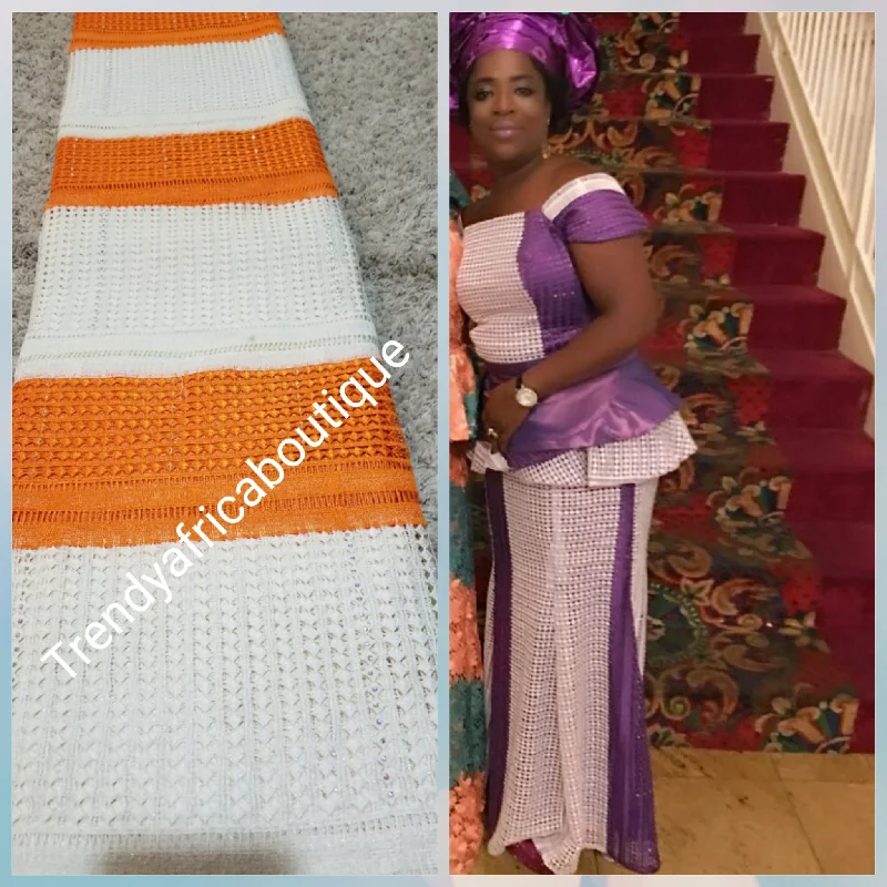 Clearance: Cream/Orange Cord-lace fabric for makimg Nigerian party dress. Sold per 5yds. Price is for 5 yds. Beautiful guipure-lace with stones Tunics Recommended stylist Clearance: Cream/Orange Cord-lace fabric for makimg Nigerian party dress. Sold per 5yds. Price is for 5 yds. Beautiful guipure-lace with stones Tunics Recommended stylist