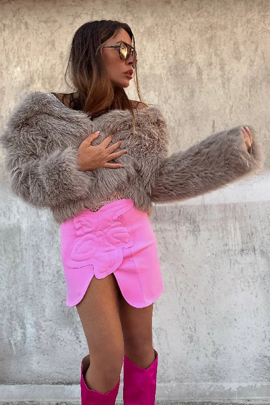 CARLA FLOWER MINI SKIRT zip skirt side