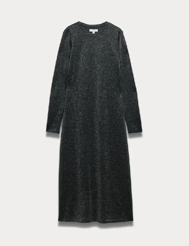 Jersey Sparkly Midi Column Dress Boatneck Modish Everyday