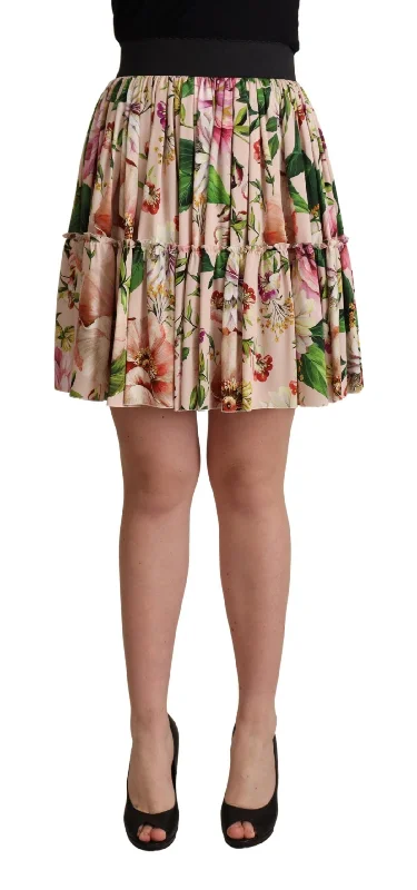 Dolce & Gabbana Elegant Floral Silk High Waist Mini Women's Skirt chiffon skirt airy