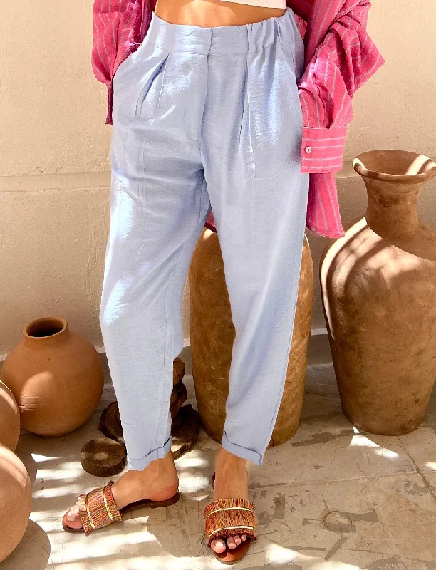 Blossom Light Blue Pants Fashionable Tapered Leg Pants