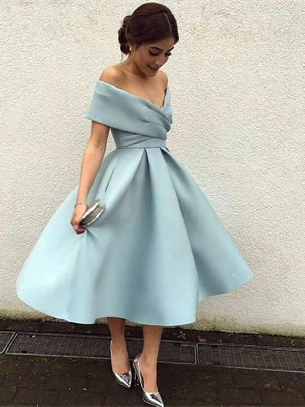 Off Shoulder Short Blue Prom Dress, Off Shoulder Homecoming Dress, Graduation Dress Elegant Long Evening Off Shoulder Short Blue Prom Dress, Off Shoulder Homecoming Dress, Graduation Dress Elegant Long Evening