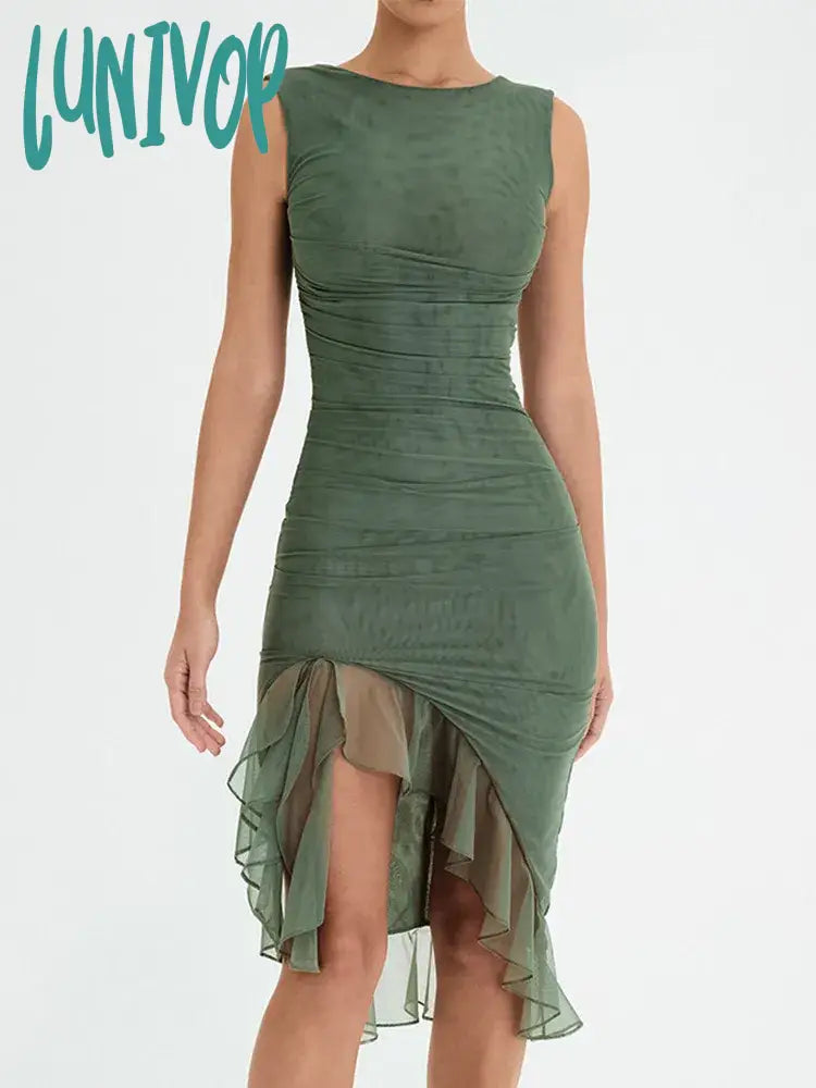 Lunivop Elegant Bodycon Hem Mesh Dress Sexy Green Mini Mermaid Birthday Party Dresses Lined Women Summer Dresses Pencil Length Work Lunivop Elegant Bodycon Hem Mesh Dress Sexy Green Mini Mermaid Birthday Party Dresses Lined Women Summer Dresses Pencil Length Work