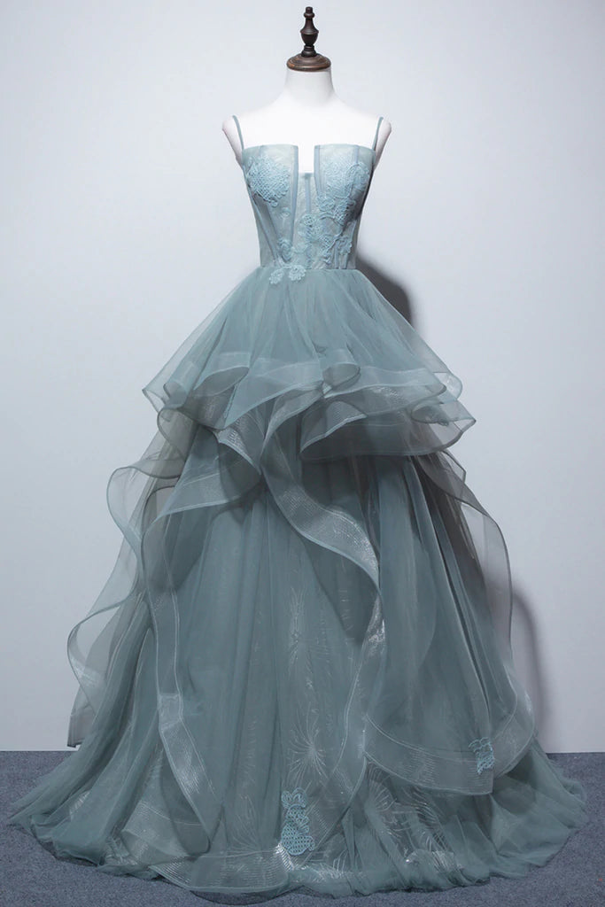 Princess Spaghetti Straps Tulle Long Formal Prom Dress Formal Evening Party Dress OK1383 Tunics Chinos classic Princess Spaghetti Straps Tulle Long Formal Prom Dress Formal Evening Party Dress OK1383 Tunics Chinos classic