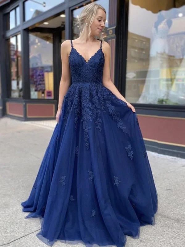 A Line V Neck Navy Blue Lace Prom Dresses, Backless Navy Blue Lace Formal Evening Dresses Tunics Occasion special A Line V Neck Navy Blue Lace Prom Dresses, Backless Navy Blue Lace Formal Evening Dresses Tunics Occasion special