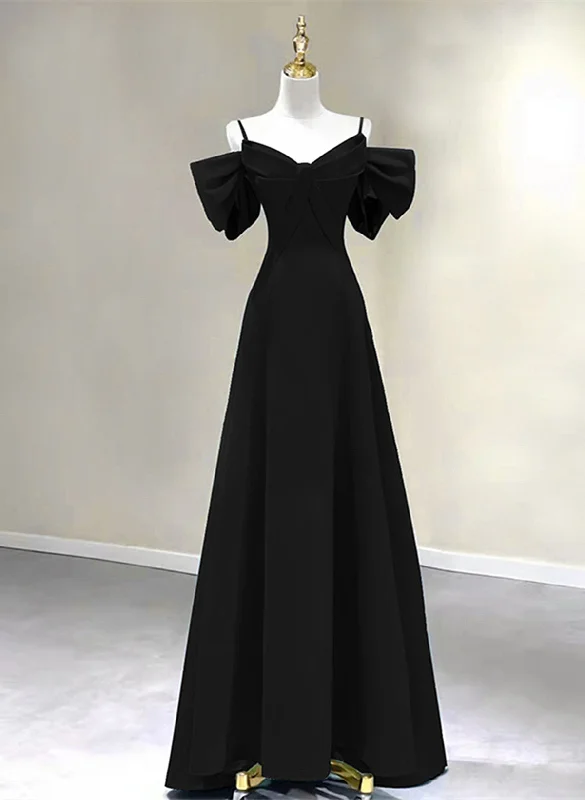 Pretty Black A-line Long Party Dress, Black Floor Length Prom Dress Evening Dress Shift Classic Vintage Pretty Black A-line Long Party Dress, Black Floor Length Prom Dress Evening Dress Shift Classic Vintage