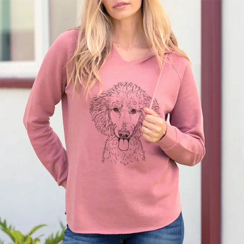 Bare Henry the White Standard Poodle - Cali Wave Hooded Sweatshirt Hoodie with Hem Frayed Vintage Worn Bare Henry the White Standard Poodle - Cali Wave Hooded Sweatshirt Hoodie with Hem Frayed Vintage Worn