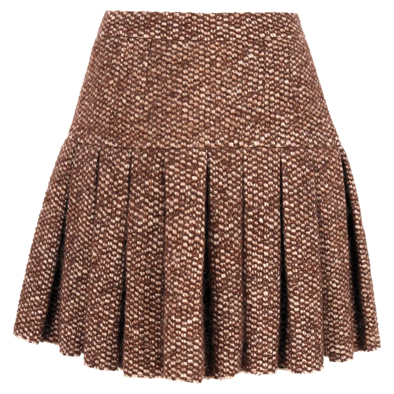 Dolce & Gabbana Pleated Mini Skirt in Brown Acrylic corduroy skirt cozy