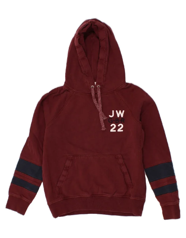 JACK WILLS Womens Loose Fit Graphic Hoodie Jumper UK 10 Small Maroon Hoodie with Oversized Fit Loose Comfortable JACK WILLS Womens Loose Fit Graphic Hoodie Jumper UK 10 Small Maroon Hoodie with Oversized Fit Loose Comfortable