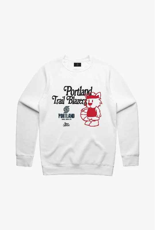 Portland Trail Blazers Mascot Crewneck - White Women's High-End Blazer