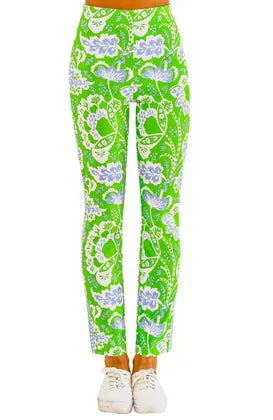 Gripeless Pull On Pant | Flora Classic Kelly/Periwinkle Cozy Fitted Pants
