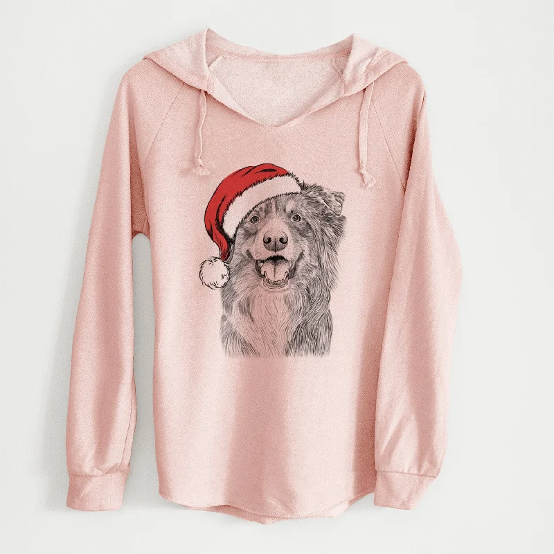 Santa Aussie Parker the Australian Shepherd - Cali Wave Hooded Sweatshirt Hoodie with Hem Lace Feminine Delicate Santa Aussie Parker the Australian Shepherd - Cali Wave Hooded Sweatshirt Hoodie with Hem Lace Feminine Delicate