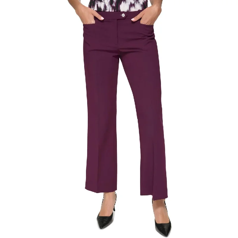 Calvin Klein Womens Petites Mid-Rise Solid Straight Leg Pants Soft Stretch Pants
