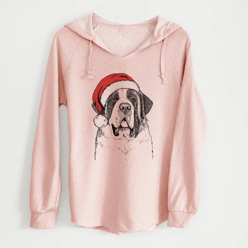 Santa Thor the Saint Bernard - Cali Wave Hooded Sweatshirt Hoodie with Batwing Sleeves Loose Dramatic Santa Thor the Saint Bernard - Cali Wave Hooded Sweatshirt Hoodie with Batwing Sleeves Loose Dramatic