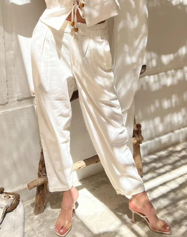 Blossom Aura White Pants Stylish Casual Pants