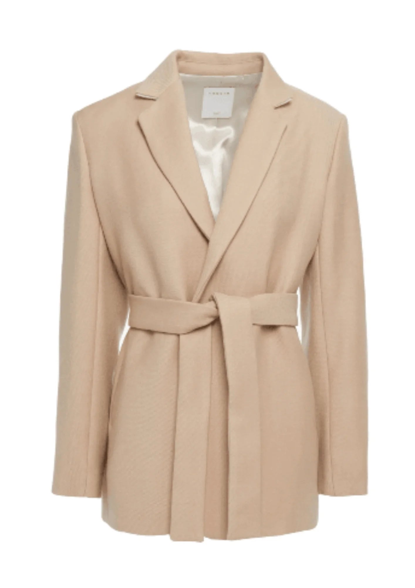 BEIGE BELTED TWILL BLAZER Women's Unique Blazer