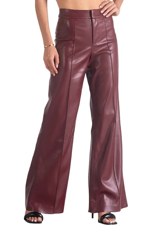 High Waist Flare Pant In Burgundy Relaxed Linen Pants