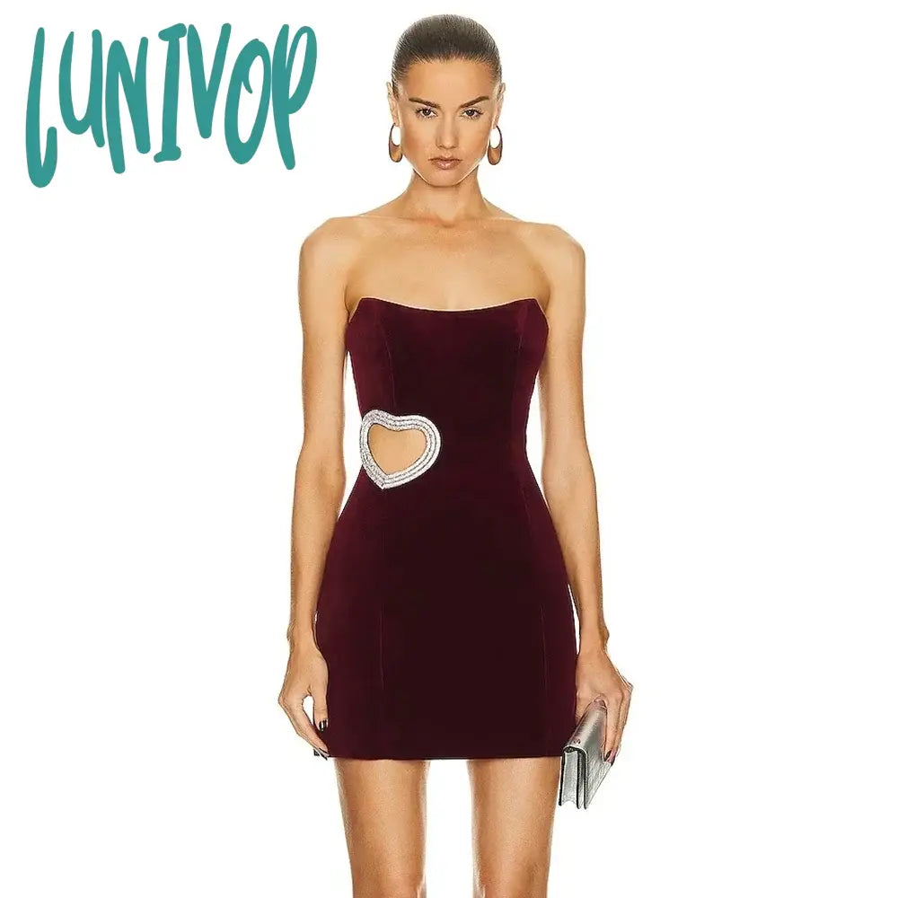 Lunivop High Quality Sexy Strapless Hollow Diamond Heart Luxury Wine Red Tight Bandage Dress Vestidos Para Mujer Cocktail Party Dresses Tunics Mesh breathable Lunivop High Quality Sexy Strapless Hollow Diamond Heart Luxury Wine Red Tight Bandage Dress Vestidos Para Mujer Cocktail Party Dresses Tunics Mesh breathable