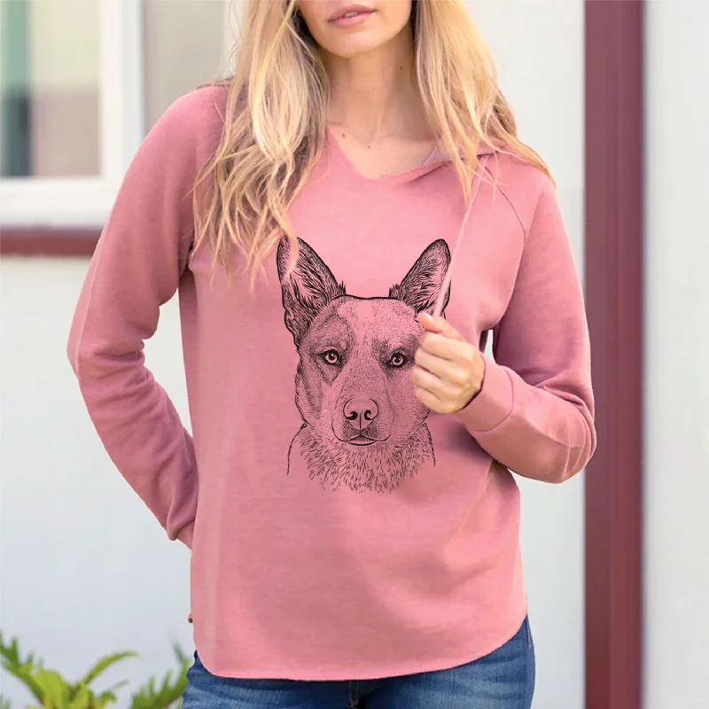 Bare Snap the Australian Cattle Dog - Cali Wave Hooded Sweatshirt Hoodie with Zipper Placket Modern Functional Bare Snap the Australian Cattle Dog - Cali Wave Hooded Sweatshirt Hoodie with Zipper Placket Modern Functional